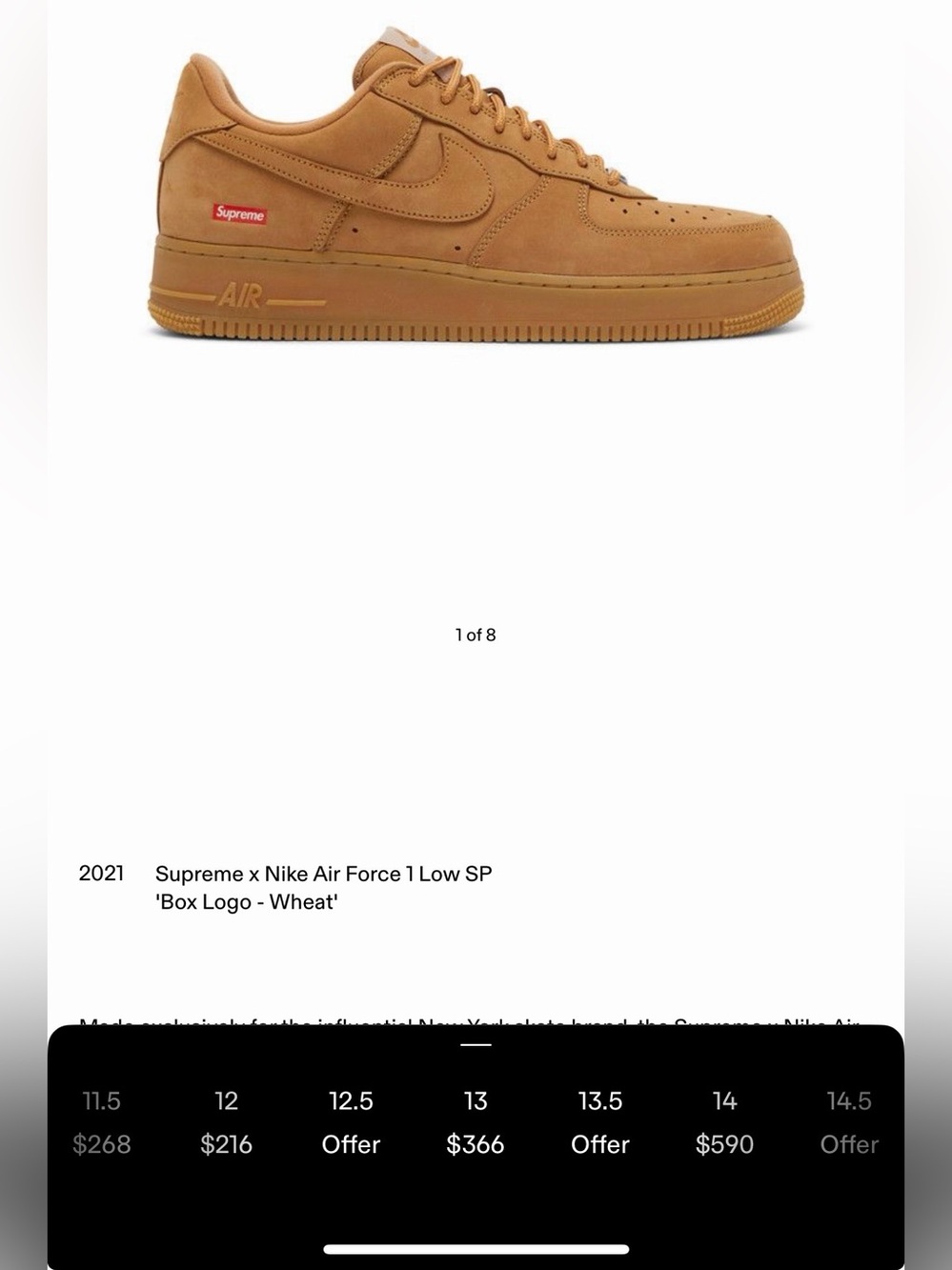 Supreme x Nike Air Force 1 Low ‘Box Logo - Wheat’ Sneakers